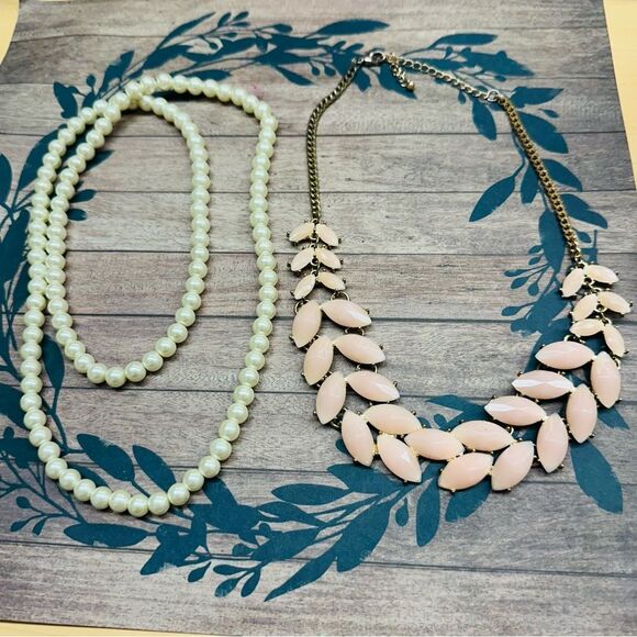 Pastel Necklace Bundle Pearls And Light Pink B3 - Picture 1 of 4
